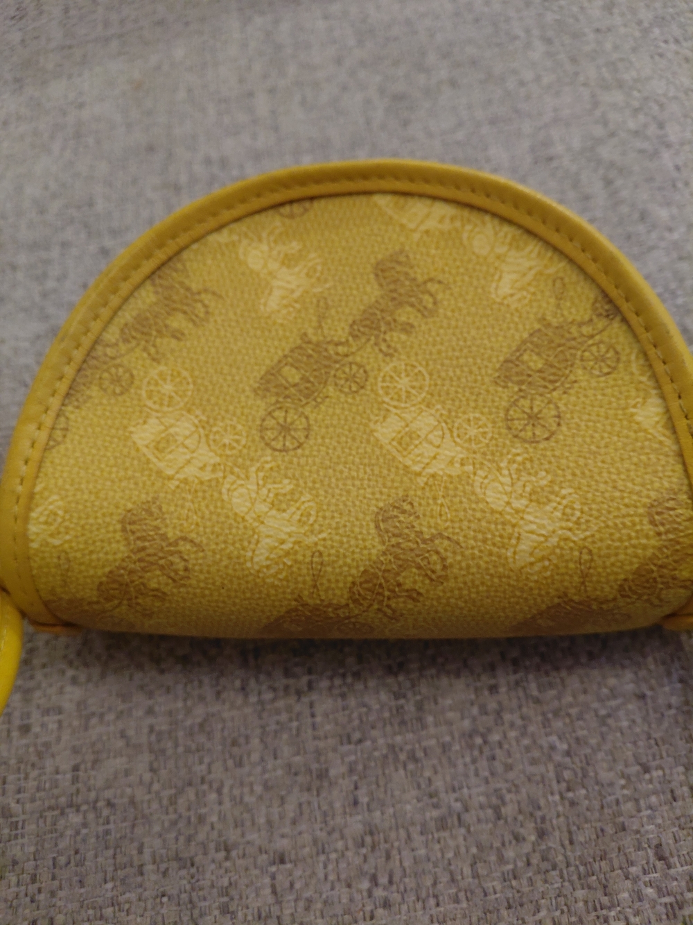 Coach Yellow Half-Moon Coin Pouch with Signature Carriage Print